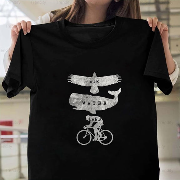 Air Water Land On Dark Background Minimalist Elemental Graphic H12769 T-Shirt, for Men and Women, Up to Size 5XL