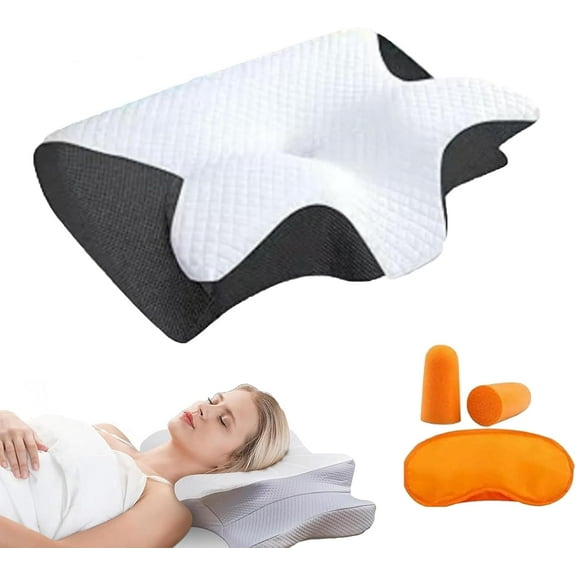 Air Way Sleep Apnea Pillow, 2025 Upgraded Air Way Cervical Pillow for Sleep Apnea, for Side Sleepers, Back Sleepers, Stomach Sleepers (Black)