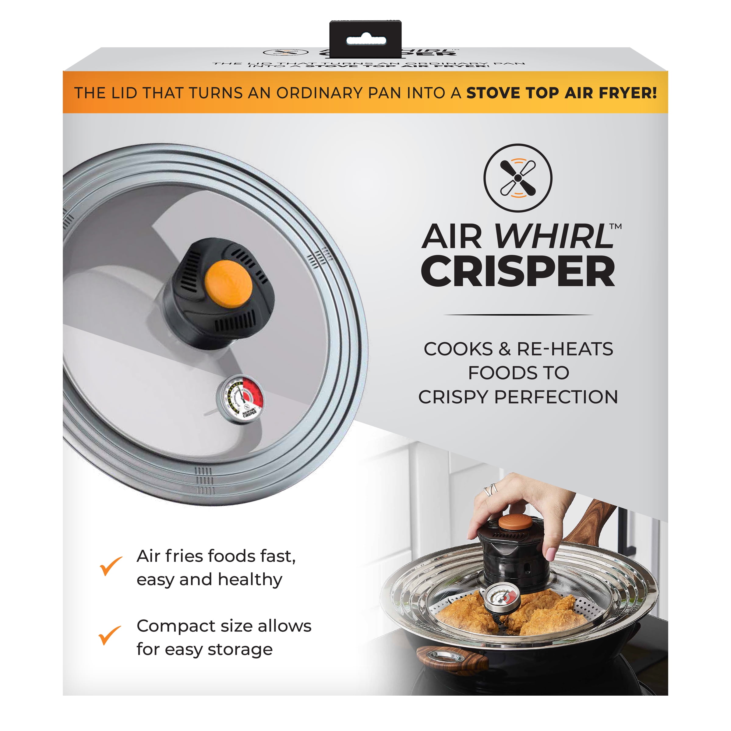What is the temperature range for air frying using Air Fryer Lid