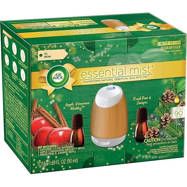 Air Wick Air Wick Essential Mist Fall Starter Kit (1 Diffuser + 2 Refills), Apple Cinnamon & Woodland Pine, 3 Count