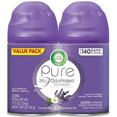 Air Wick Automatic Air Freshener Spray Refill, 2ct, Lavender & Chamomile, Odor Neutralization, Essential Oils