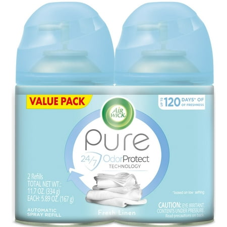 Air Wick Automatic Air Freshener Spray Refill, Fresh Linen, 2ct, Essential Oils