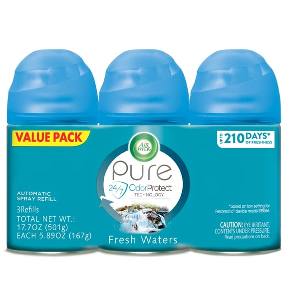 Air Wick Automatic Air Freshener Spray Refill, Fresh Waters, 3ct, Essential Oils