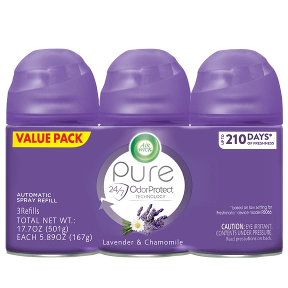 Air Wick Automatic Air Freshener Spray Refill, Lavender & Chamomile, 3ct, Essential Oils