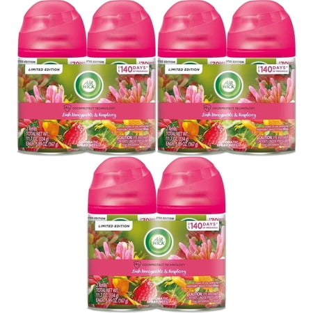 Air Wick Automatic Air Freshener Spray Refill, Lush Honeysuckle & Raspberry, Essential Oils - 6 Pack
