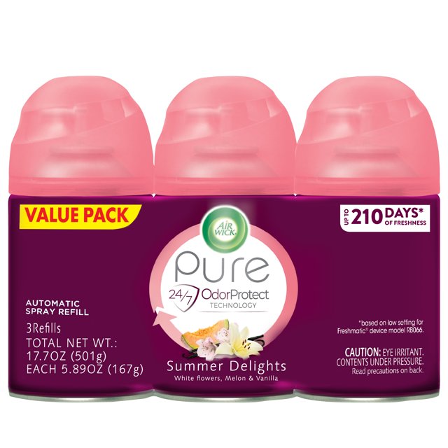 Air Wick Automatic Air Freshener Spray Refill, Summer Delights, 3ct