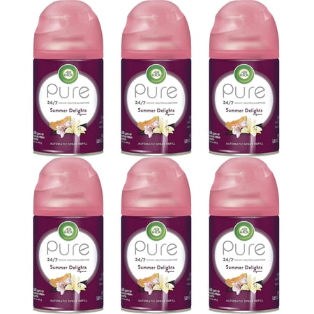 Air Wick Automatic Air Freshener Spray Refill, Summer Delights, 6ct, Essential Oils, Odor Neutralization