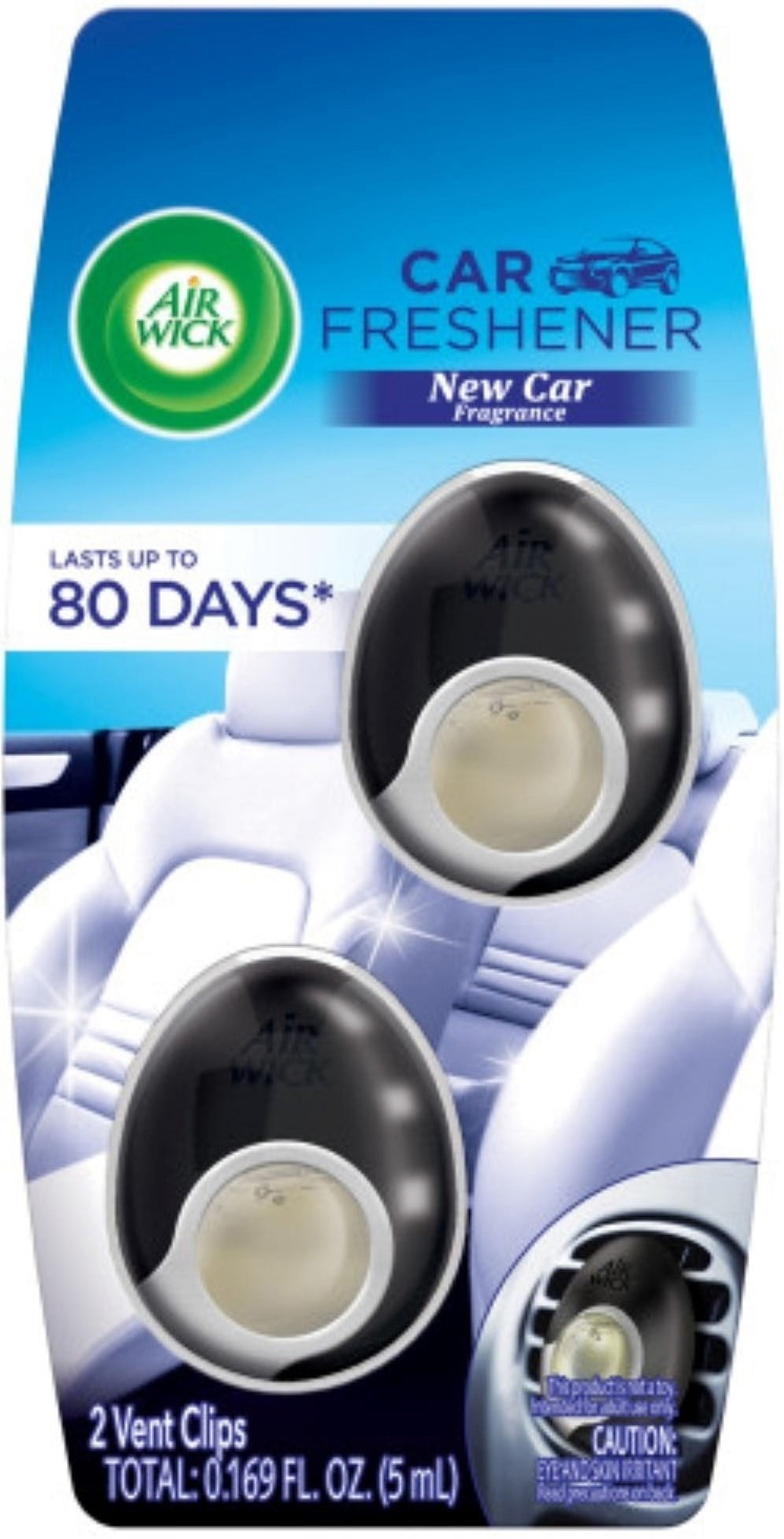 Air Wick Car Air Freshener Vent Clips, New Car Smell scent, Odor Neutralization, 2 Count