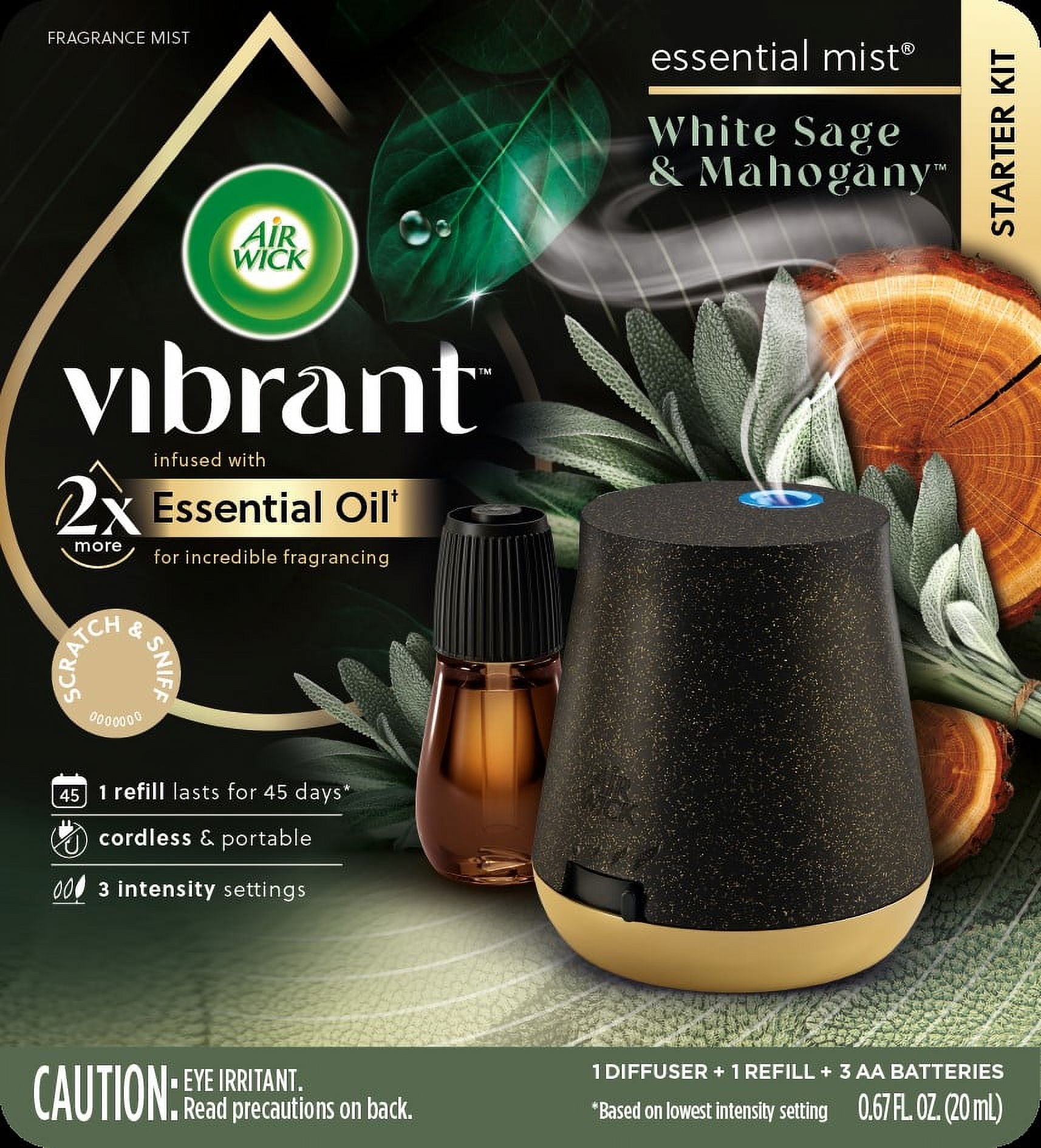 Black and Gold Plug-in Essential Oil Mist Diffuser Kit