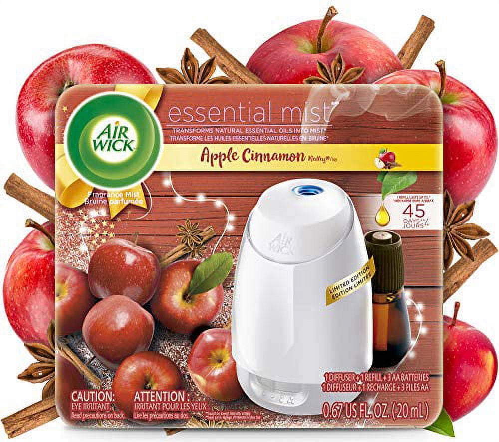 Air Wick Essential Mist, Essential Oil Diffuser, (Diffuser + 1 Refill), Apple Cinnamon Medley, Air Freshener