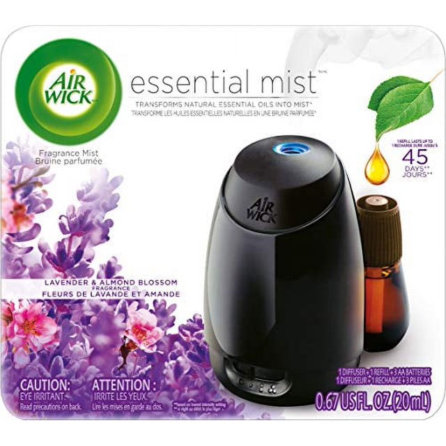 Air Wick Essential Mist, Essential Oil Diffuser, (Diffuser + 1 Refill), Lavender and Almond