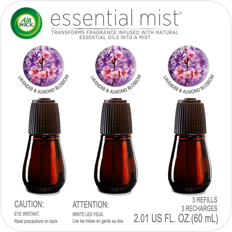 Air Wick Essential Oils Diffuser Mist Refill, Lavender & Almond Blossom, 3  Count