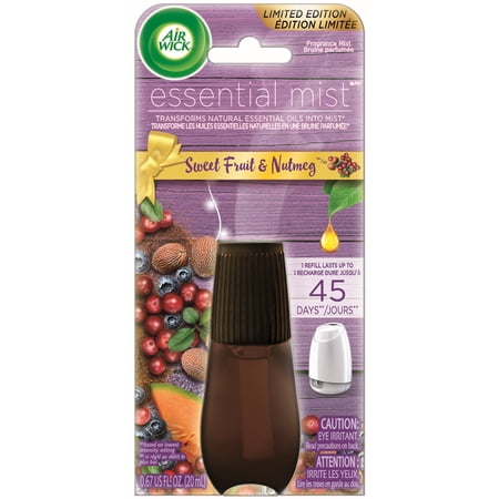 Air Wick Essential Mist Refill, 1ct, Sweet Fruit and Nutmeg, Essential Oil Diffuser, Air Freshener, Aroma Diffuser