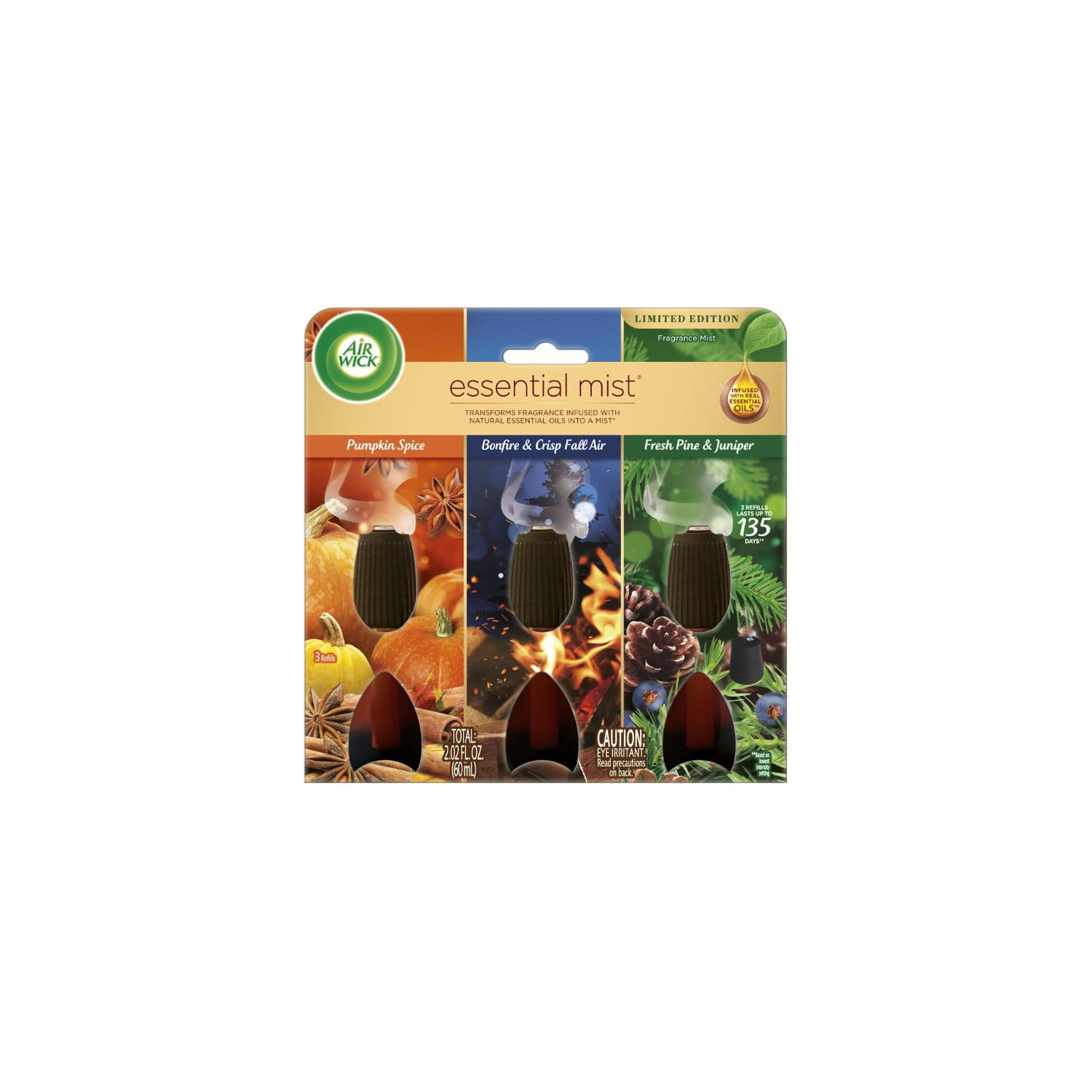 Air Wick, Essential Mist Fall Scented Oil Diffuser Refills, 3 Count ...