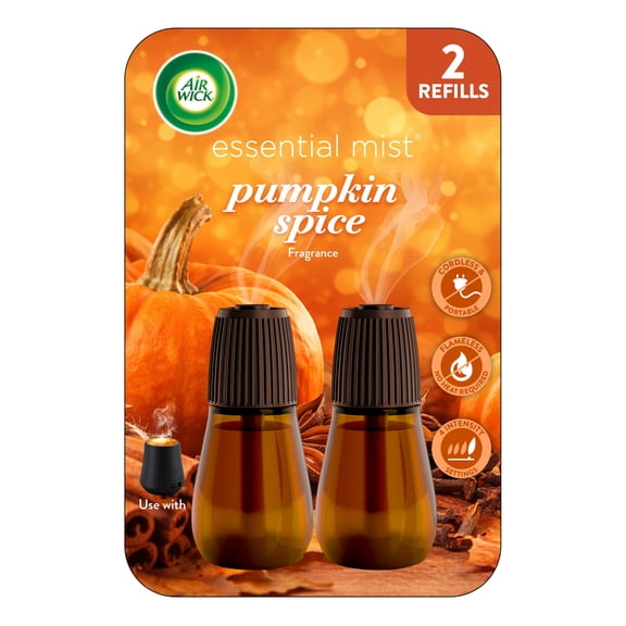 Air Wick Essential Mist Fall Scented Oil Cordless Diffuser Refills, Pumpkin Spice, 2 Count