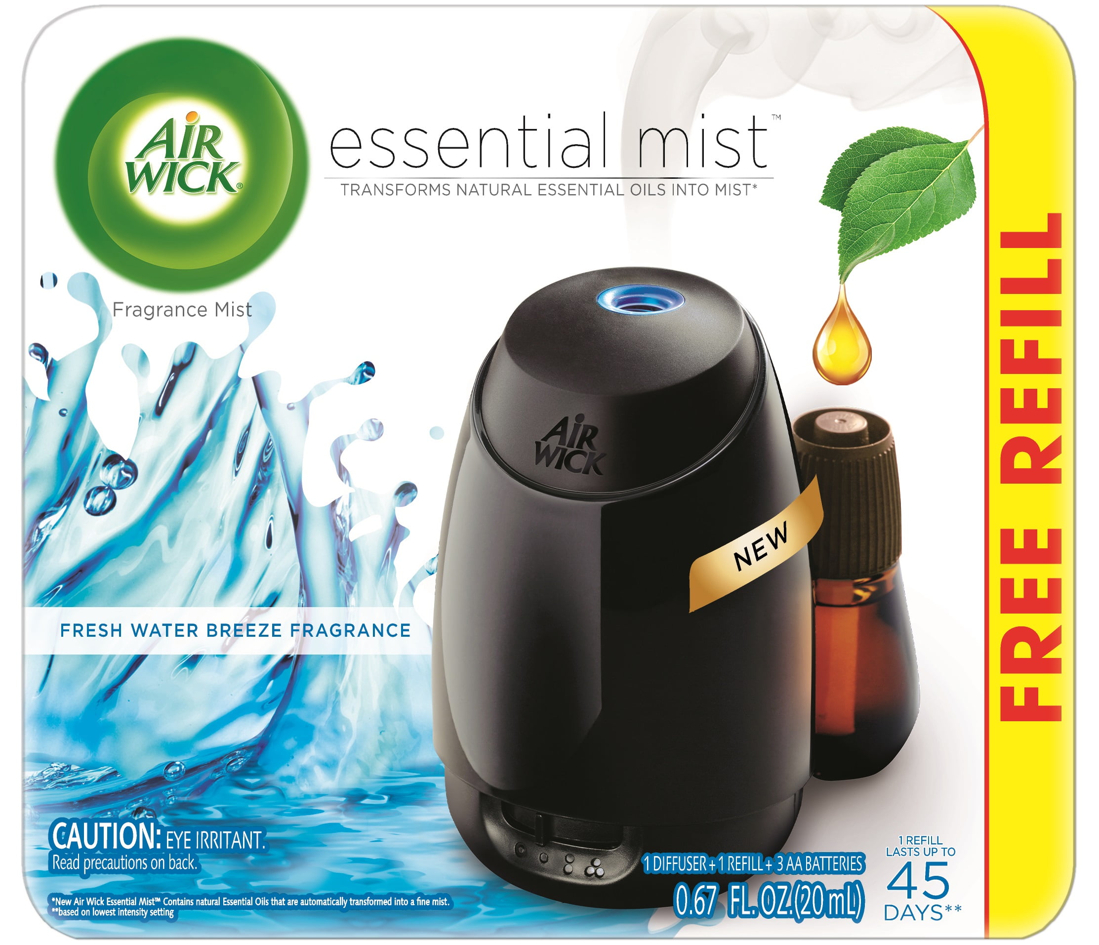 Air Wick Essential Mist Fragrance Oil Diffuser Kit (Gadget + 1 Free  Refill), Fresh Water Breeze, Air Freshener