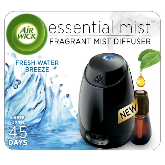 Air Wick Essential Mist Fragrance Oil Diffuser Kit (Gadget + 1 Refill), Fresh Water Breeze, Air Freshener