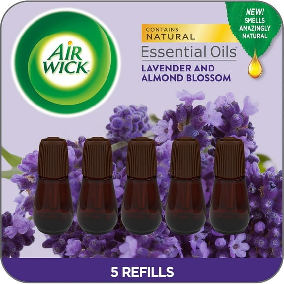 Air Wick Essential Mist Oils Diffuser Air Freshener Refills, Lavender & Almond Blossom, 5 Count