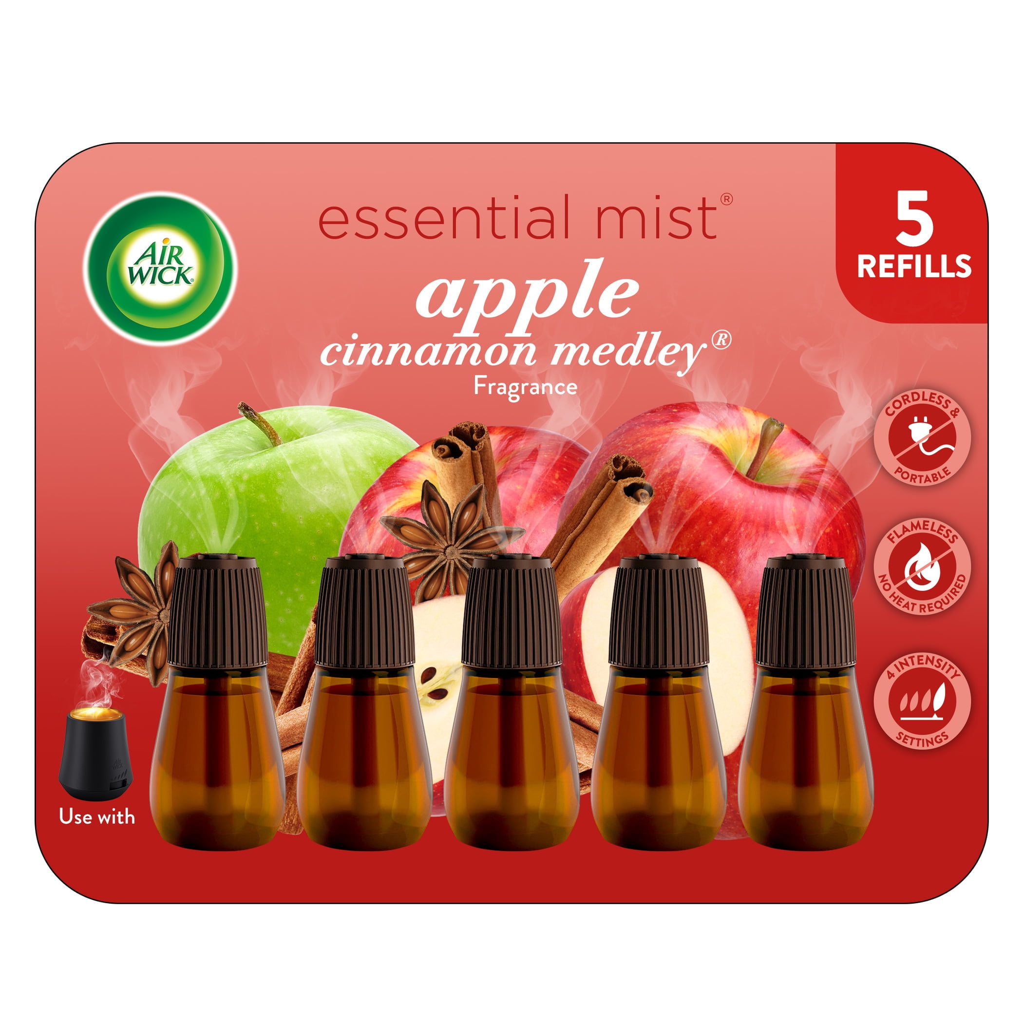 Air Wick Essential Mist Oils Diffuser Air Freshener Refills, Apple Cinnamon, 5 Count
