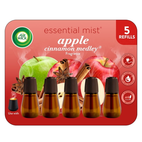 Air Wick Essential Mist Oils Diffuser Air Freshener Refills, Apple Cinnamon, 5 Count