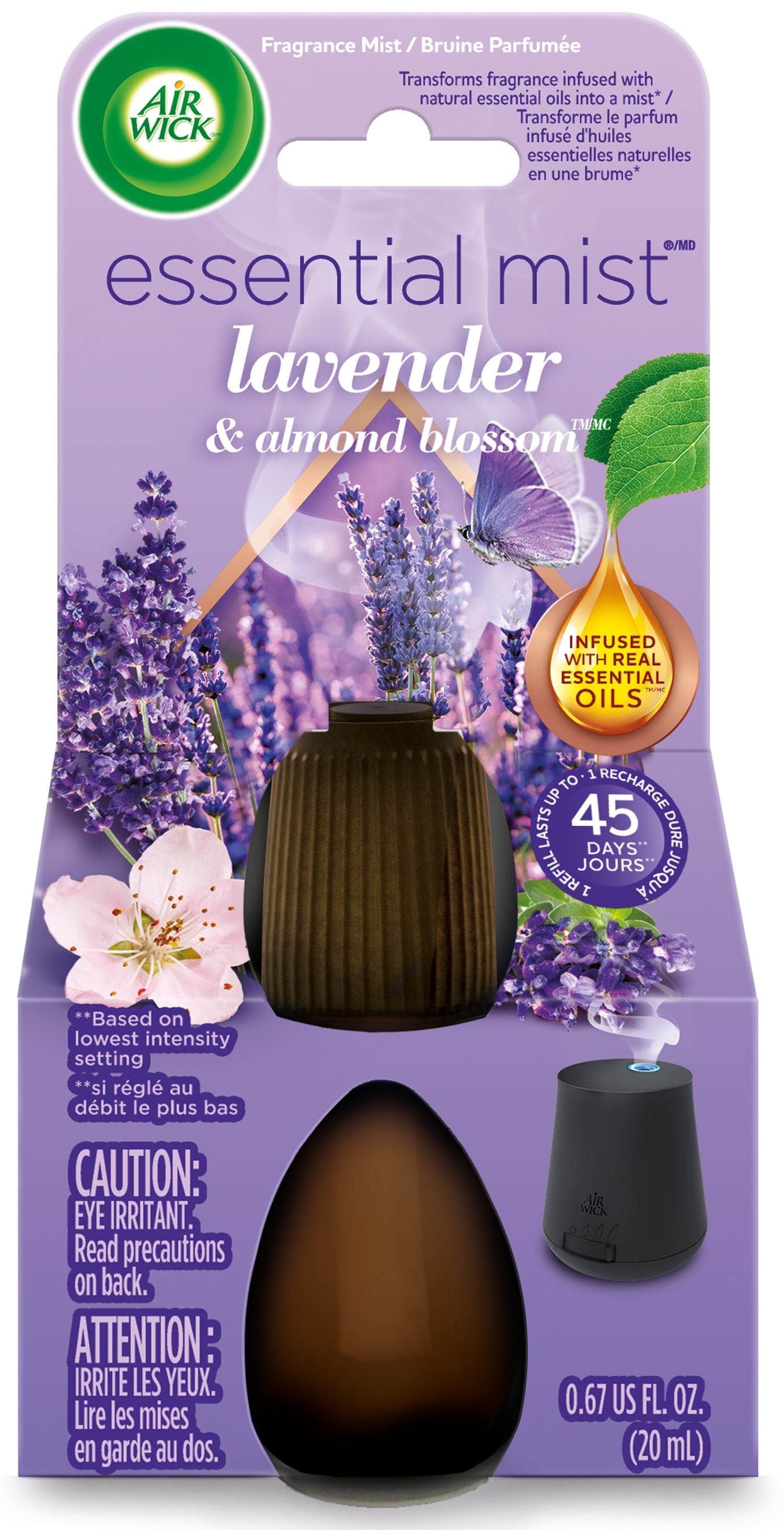 Air Wick Essential Mist Scented Oil Air Freshener Diffuser Refill, Lavender and Almond Blossom, 1 Count