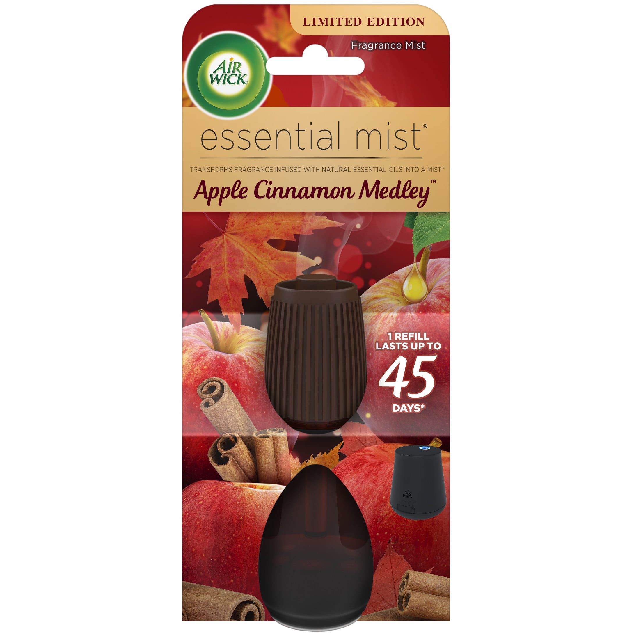 Air Wick Essential Mist Refill, 1Count, Apple & Cinnamon, Essential Oils Diffuser