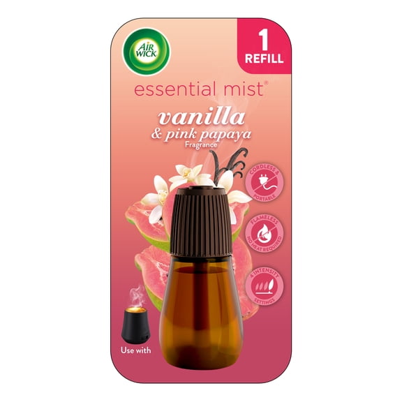 Air Wick Essential Mist Scented Oil Air Freshener Diffuser Refill, Vanilla and Pink Papaya, 1 Count