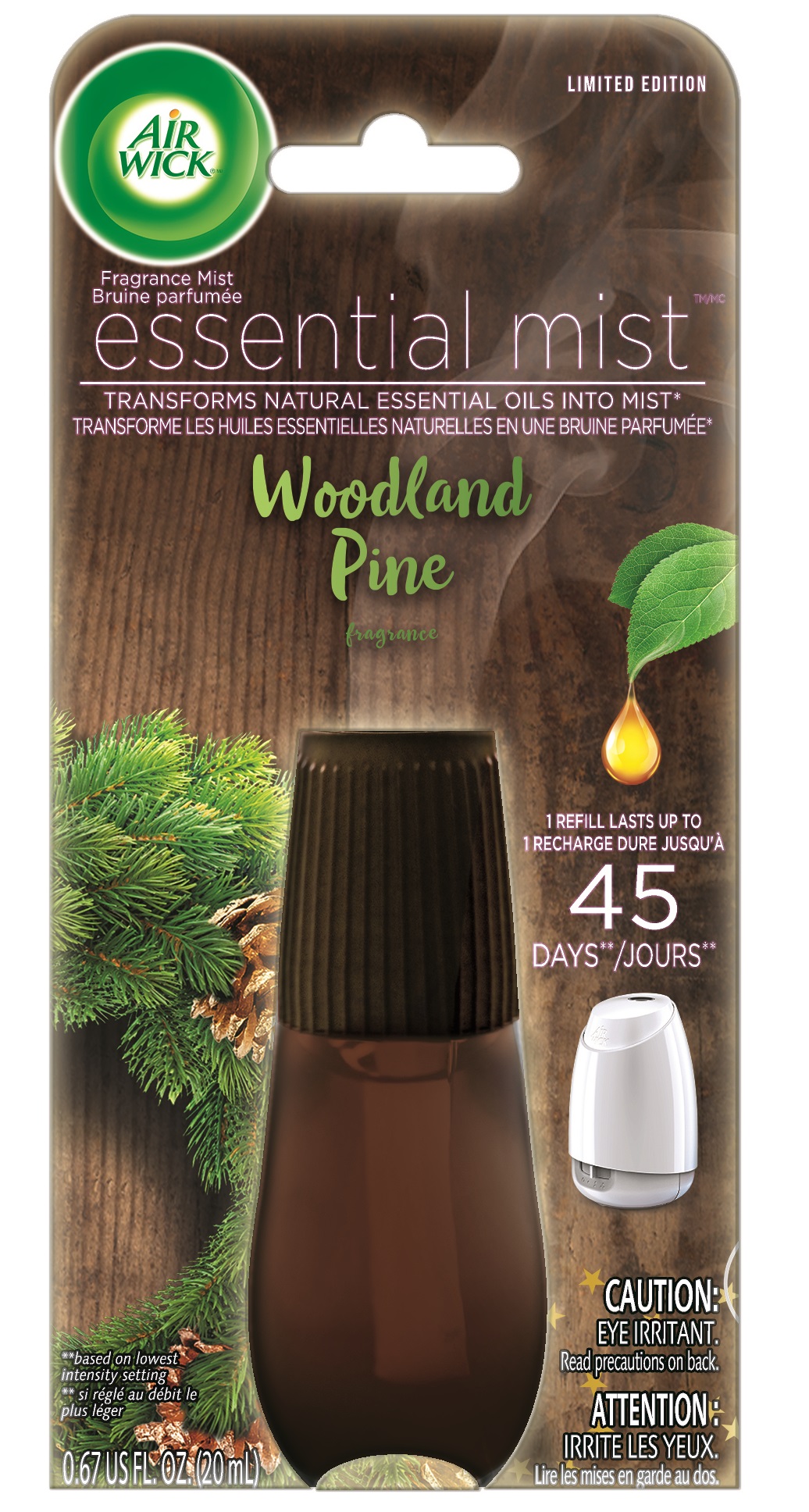 Air Wick Essential Mist Refill, 1ct, Woodland Pine, Fall Scent Essential Oils Diffuser Refill, Air Freshener, Fall Decor - image 1 of 14