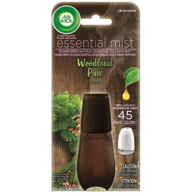 Air Wick Essential Mist Refill, 1ct, Woodland Pine, Fall Scent Essential Oils Diffuser Refill, Air Freshener, Fall Decor