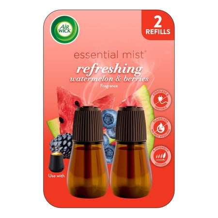 Air Wick Essential Mist Scented Oil Air Freshener Diffuser Refills, Refreshing Watermelon and Berries, 2 Count