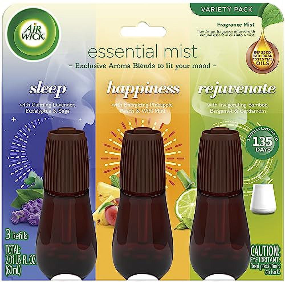 Air Wick Essential Mist Refill, 3 Ct Multipack, Sleep, Happiness