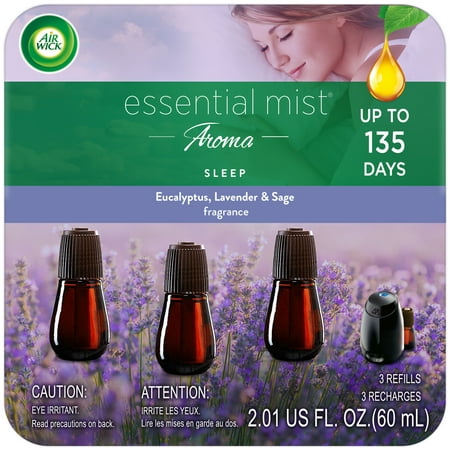 Air Wick Essential Mist Refill, 3 ct, Sleep, Essential Oils Diffuser, Air Freshener, Aromatherapy