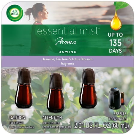 Air Wick Essential Mist Refill, 3 ct, Unwind, Essential Oils Diffuser, Air Freshener, Aromatherapy