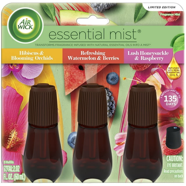 Air Wick Essential Mist Refill, 3ct, Multifragrance Pack, Hisbiscus
