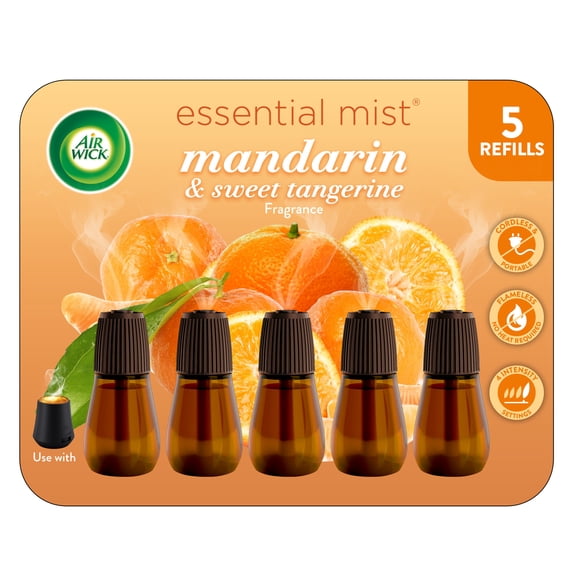 Air Wick Essential Mist Diffuser Air Freshener Refills, Mandarin and Sweet Orange, 5 Count