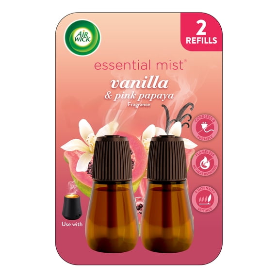 Air Wick Essential Mist Scented Oil Air Freshener Diffuser Refills, Vanilla and Pink Papaya, 2 Count