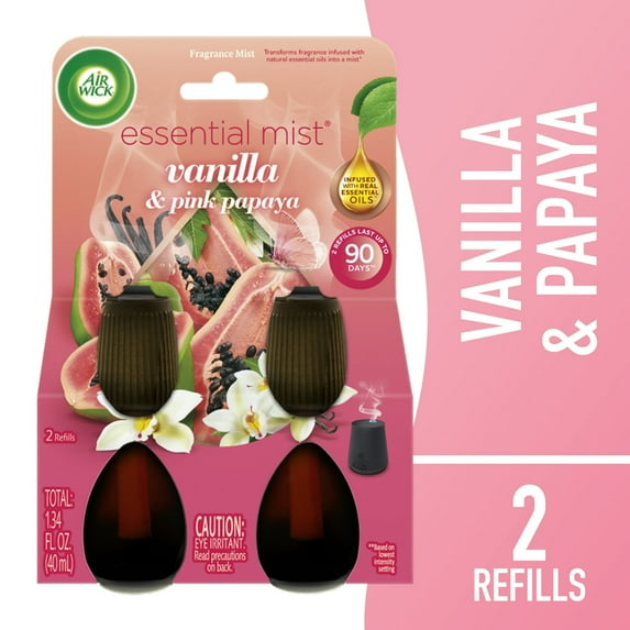 Air Wick Essential Mist Refill, Air Freshener, Vanilla & Pink Papaya, 4Count