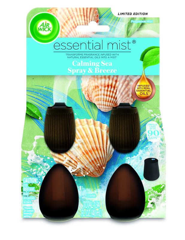 Air Wick Essential Mist Scented Oil Air Freshener Diffuser Refills, Calming Sea Spray and Breeze, 2 Count