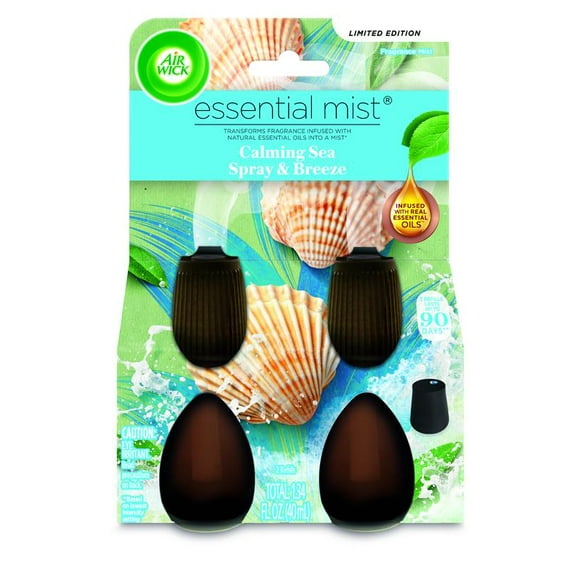 Air Wick Essential Mist Scented Oil Air Freshener Diffuser Refills, Calming Sea Spray and Breeze, 2 Count