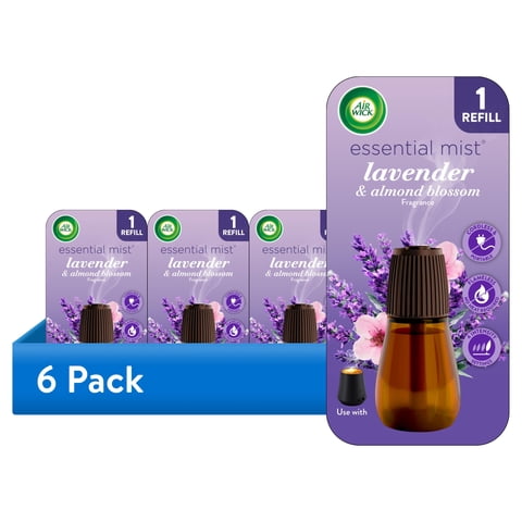 (6 pack) Air Wick Essential Mist Scented Oil Air Freshener Diffuser Refill, Lavender and Almond Blossom, 1 Count