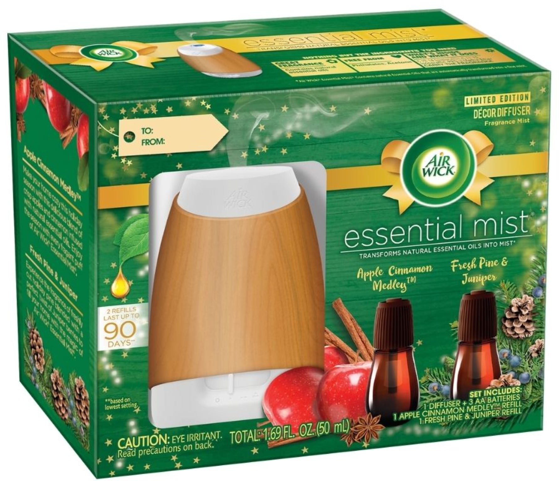 Air Wick Essential Mist Diffuser with Apple Cinnamon and Pine Refills