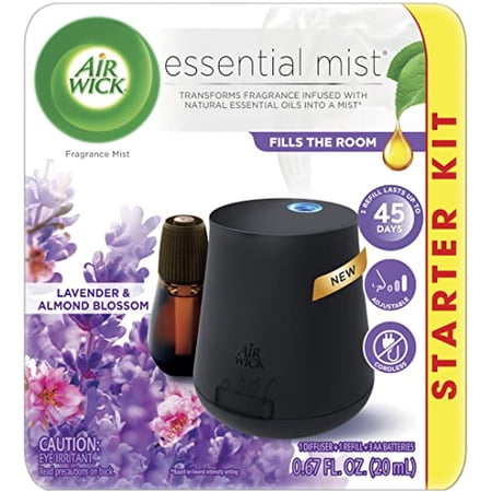 Air Wick Essential Mist Starter Kit, Diffuser + 1 Refill, Lavender and Almond Blossom, Air Freshener, Essential Oils