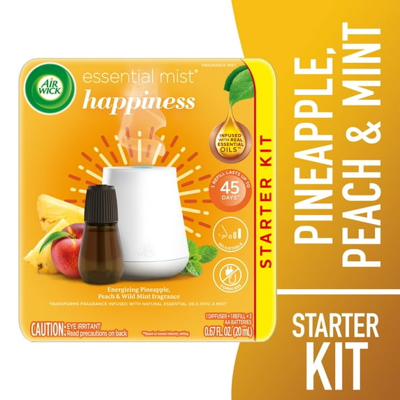 Air Wick Essential Mist Starter Kit (Diffuser + Refill), Happiness, Essential Oils Diffuser, Air Freshener, Aromatherapy