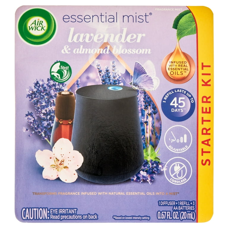 Air Wick Essential Mist Starter Kit (Diffuser + Refill), Lavender and  Almond Blossom, Essential Oils Diffuser, Air Freshener 