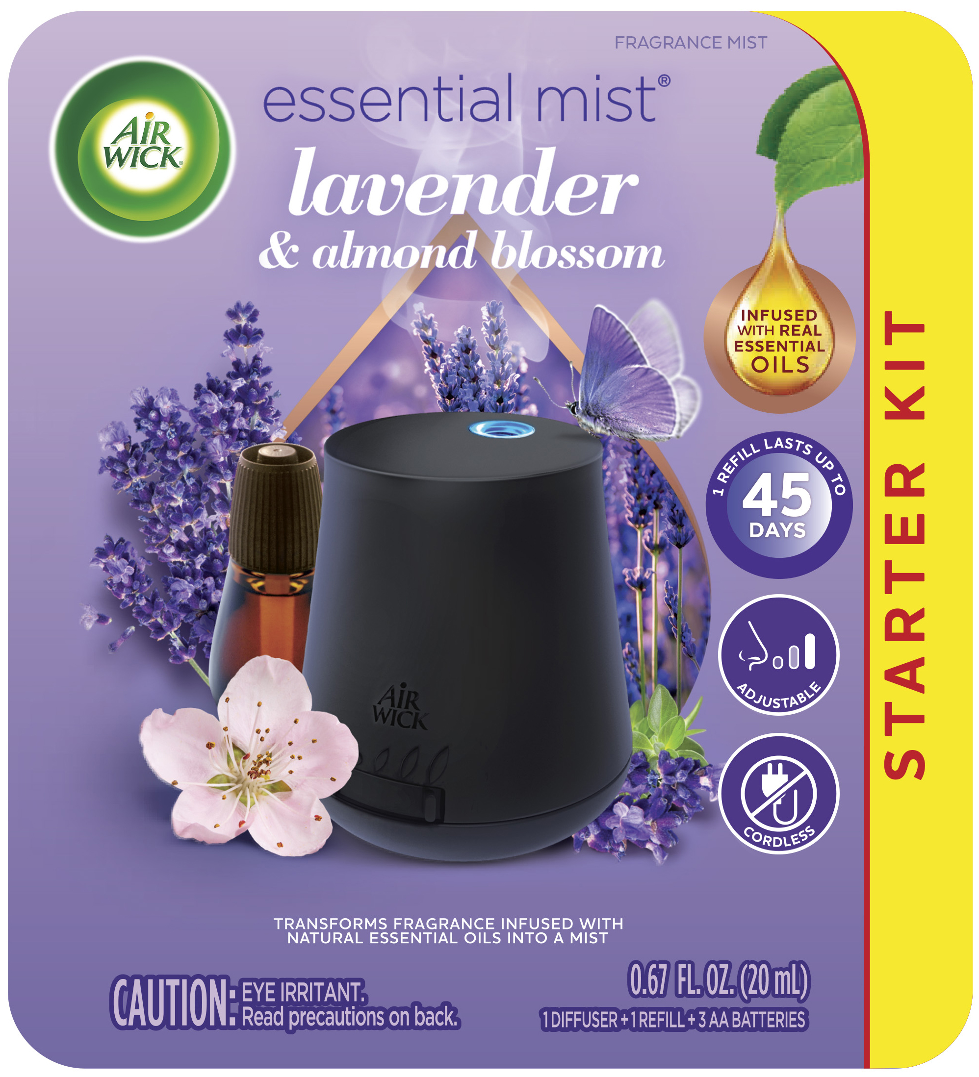 Air Wick Essential Mist Starter Kit (Diffuser + Refill), Lavender and Almond Blossom, Essential Oils Diffuser, Air Freshener - image 1 of 8