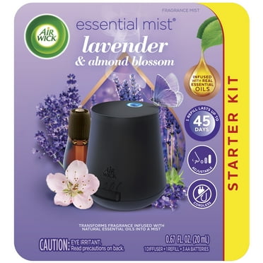 Air Wick Essential Mist Scented Oil Air Freshener Diffuser Starter Kit, Lavender and Almond Blossom, 2 Piece