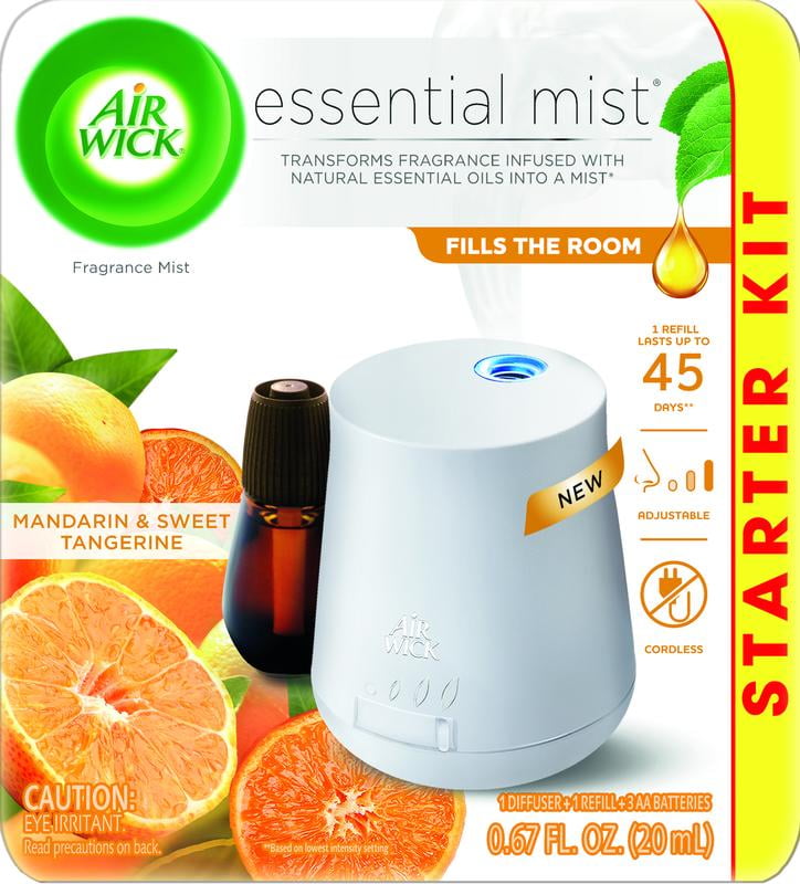 Air Wick Essential Mist Starter Kit (Diffuser + Refill), Mandarin and Sweet Tangerine, Essential Oils Diffuser, Air Freshener