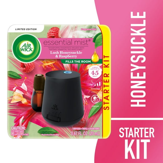 Air Wick Essential Mist Scented Oil Air Freshener Diffuser Refill, Lush Honeysuckle and Raspberry, 1 Count