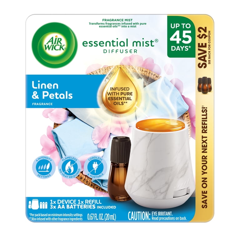 Air Wick Essential Mist Scented Oil Diffuser Kit, Linen and Petals