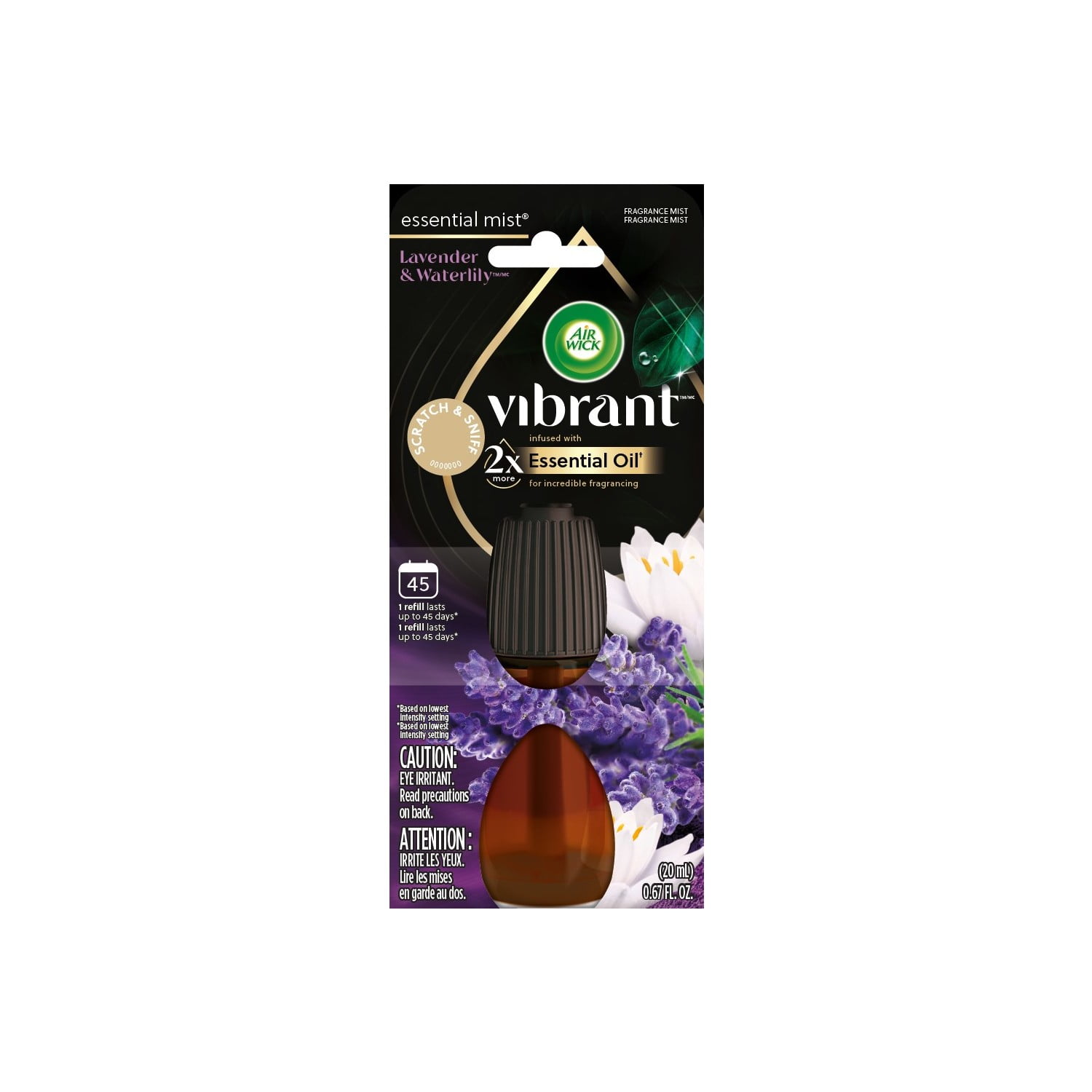 Air Wick Essential Mist Vibrant Scented Oil Air Freshener Diffuser Refill, Lavender and Waterlily, 1 Count